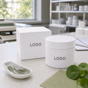 Private label centella soothing facial mask sample jar with custom logo packaging area