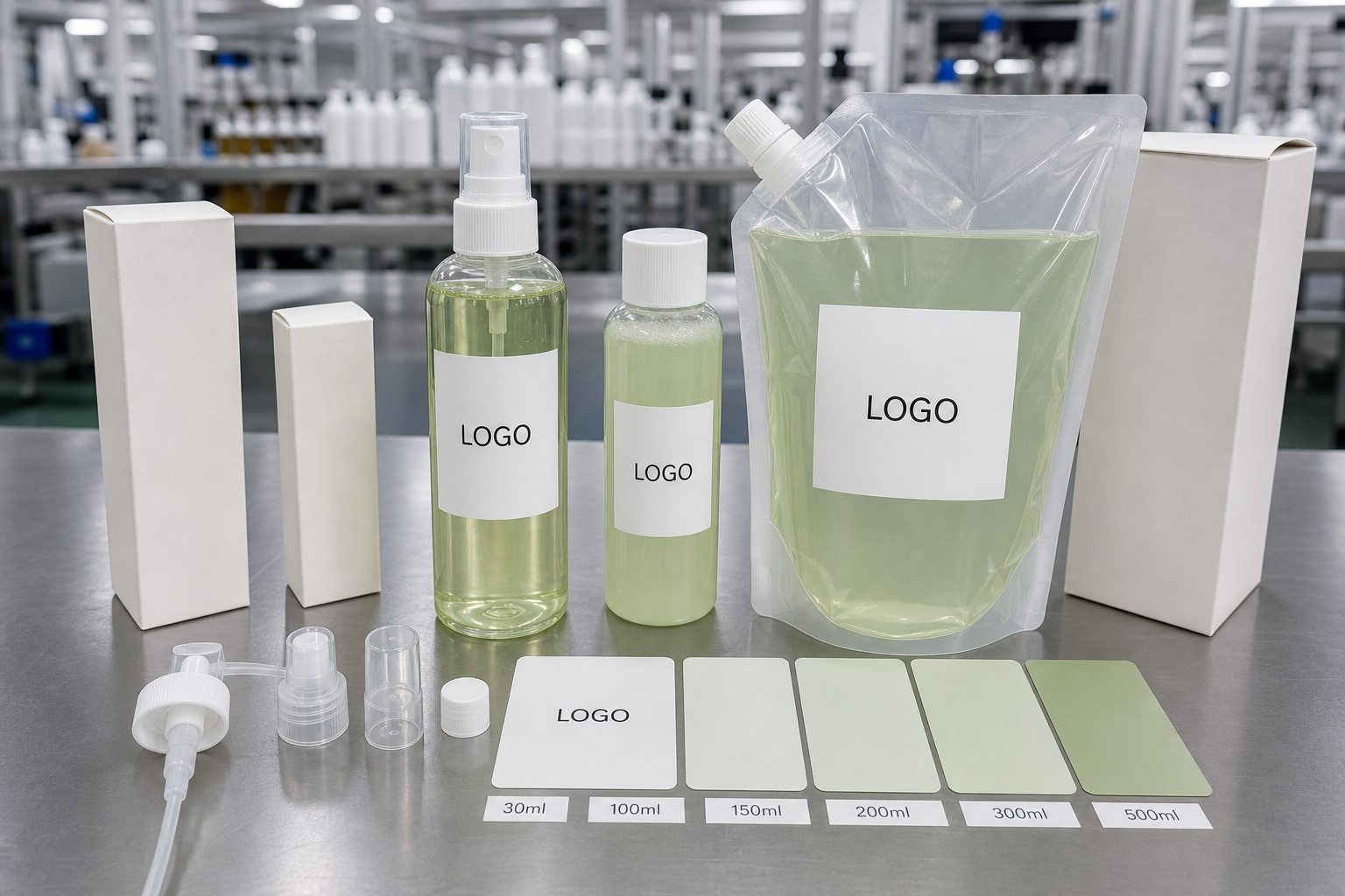 Cucumber facial toner private label bottles refill pouch cartons and capacity options for OEM skincare buyers