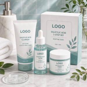 Salicylic Acid 3-Step Skincare Set private label OEM ODM product image with neutral LOGO packaging