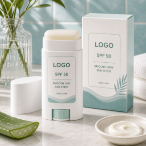 SPF 50 Smooth Airy Sun Stick private label OEM ODM product image with neutral LOGO packaging