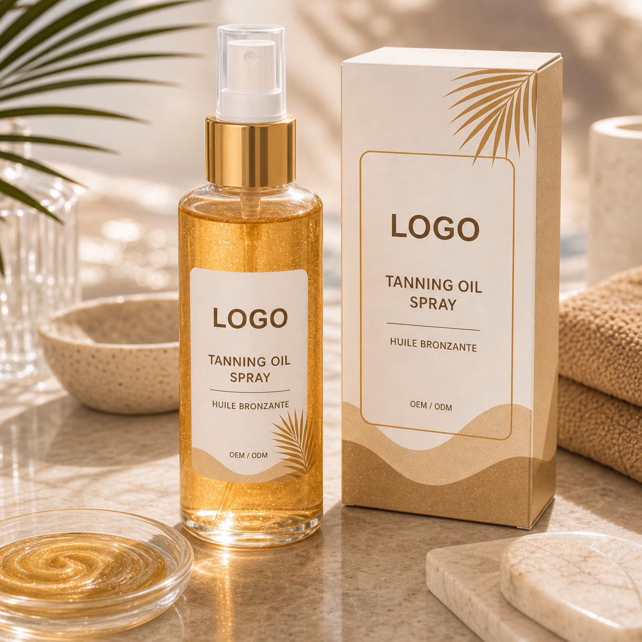Private label tanning oil spray bottle sample for custom logo label review