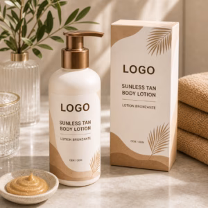 Sunless gradual tan body lotion bottle sample for custom logo label review