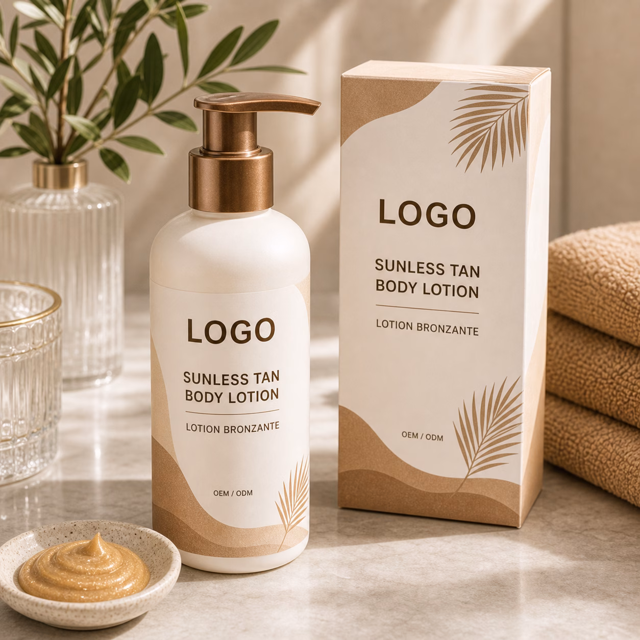 Sunless gradual tan body lotion bottle sample for custom logo label review