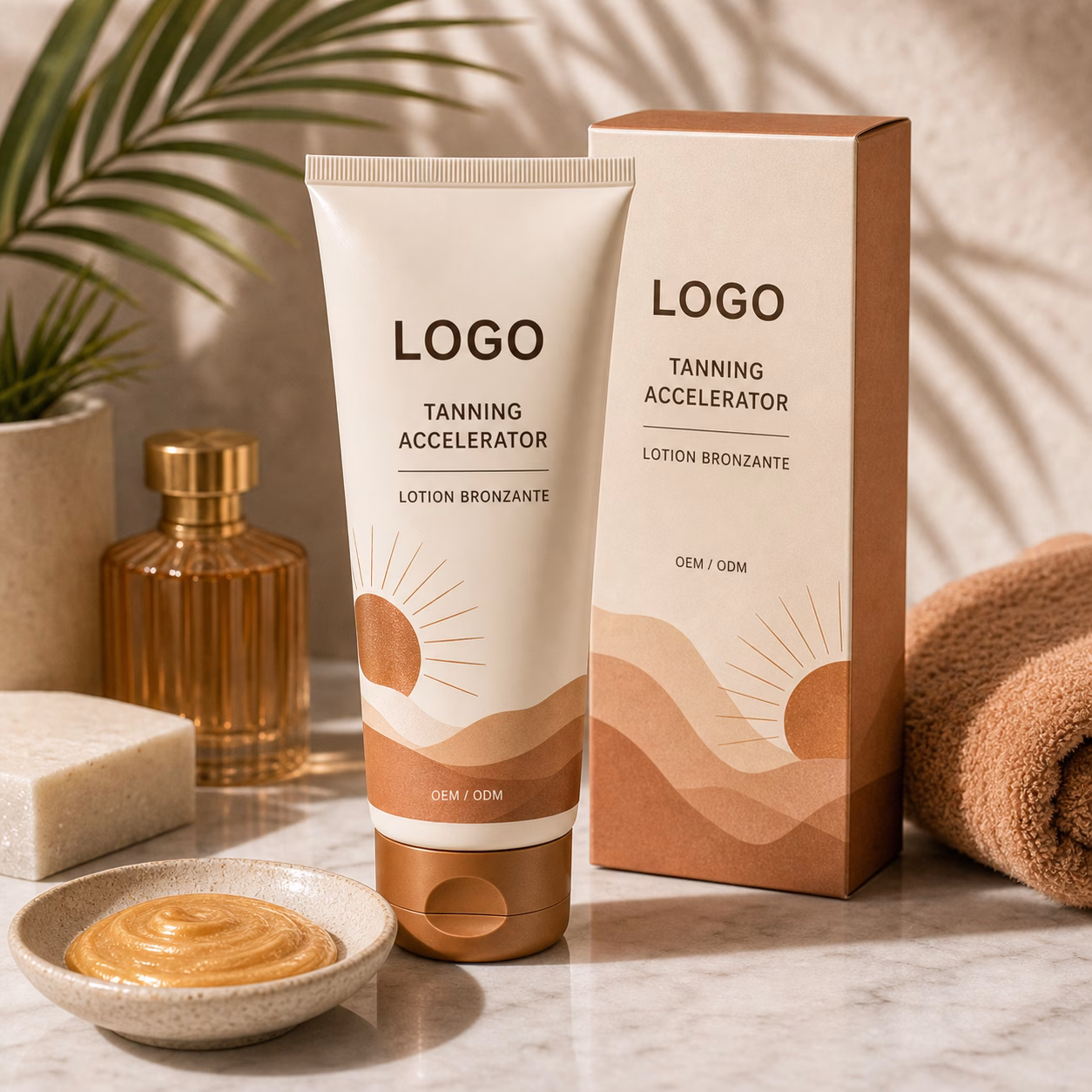 Neutral tanning accelerator lotion bottle sample for custom logo label review
