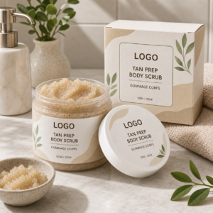Tan Prep Exfoliating Body Scrub private label OEM ODM product image with neutral LOGO packaging