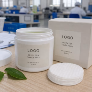 Private label green tea toner pads jar and carton sample for private label packing review