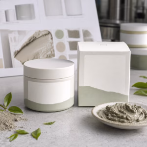 Private label green tea volcanic clay facial mask sample jar with blank custom logo packaging area