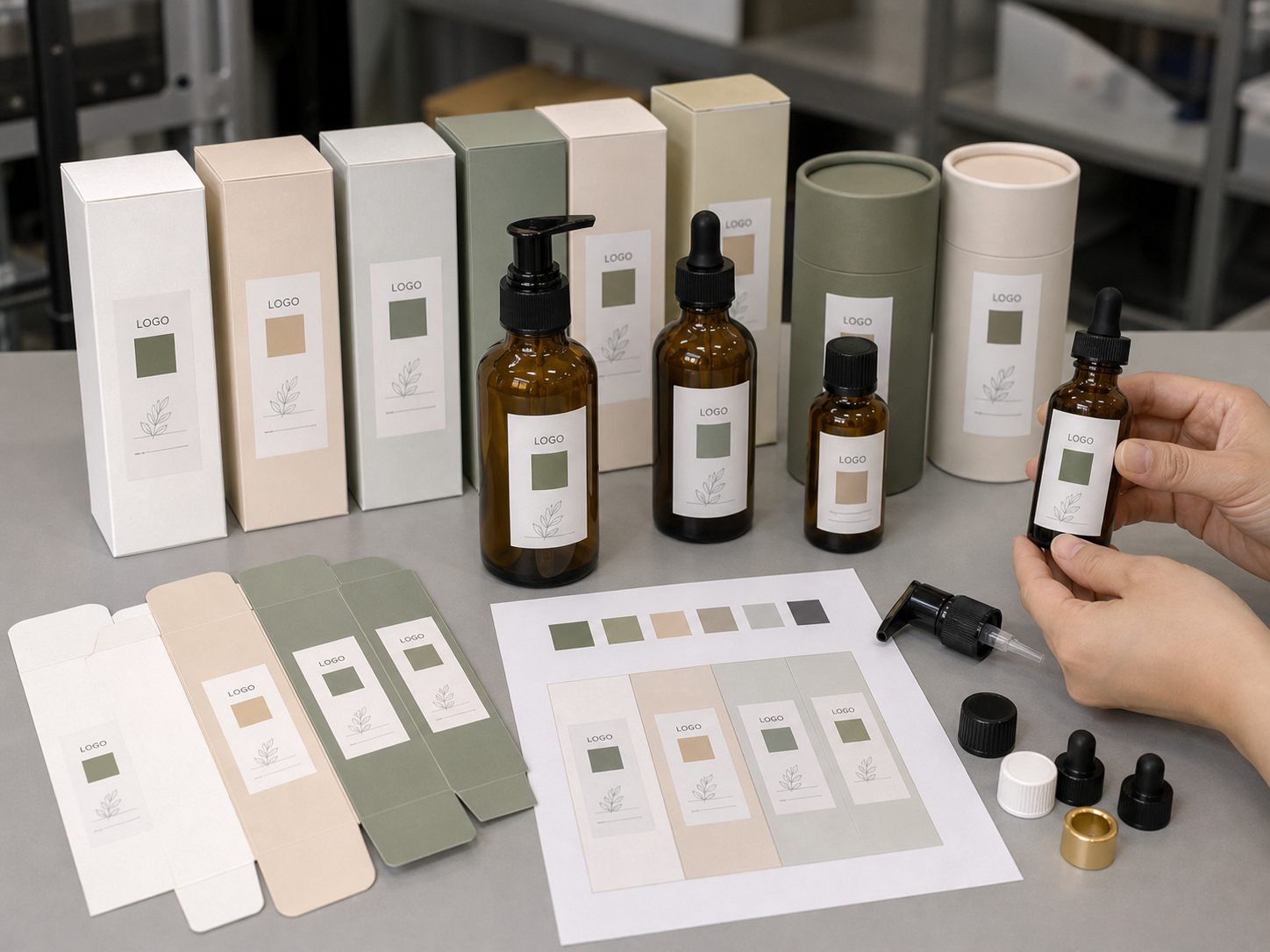 Bottle sizes pump caps cartons and label proofs for custom logo bergamot body oil