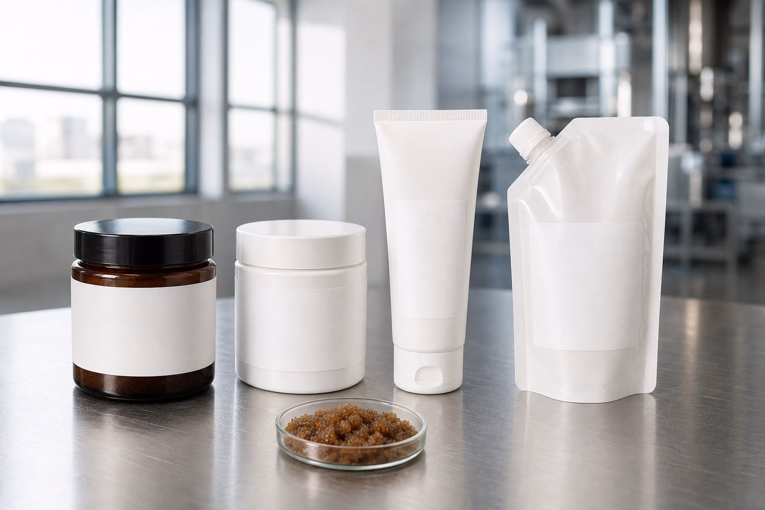 Custom logo brown sugar body scrub packaging options with jar tube refill pouch label sheet and cartons for OEM buyers