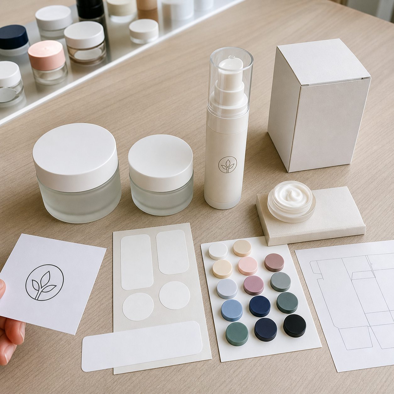 Blank jars airless pump carton label sheets and cap options for custom logo firming look face cream packaging