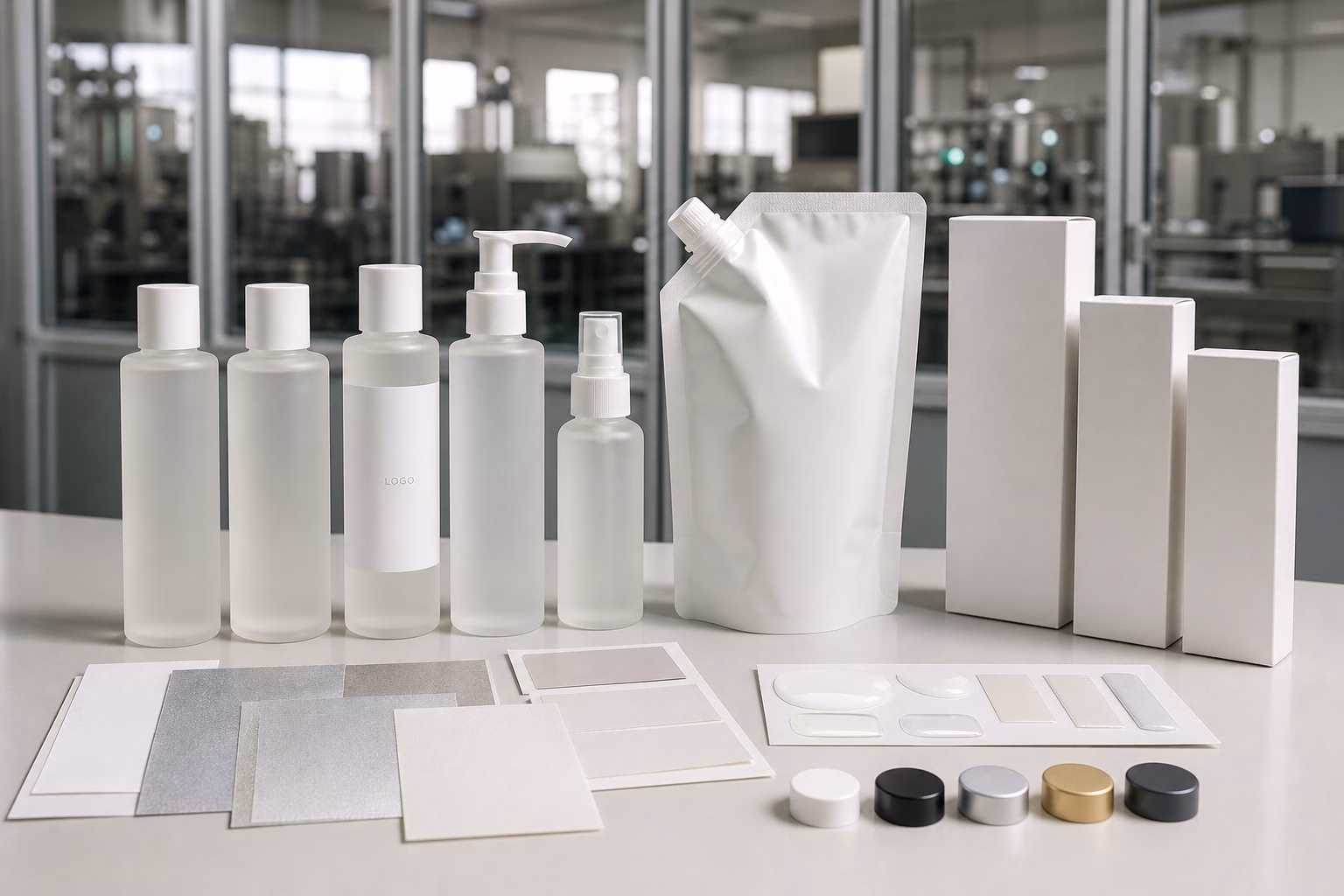 Blank bottle carton refill pouch label material and cap options for custom logo hydrating toner packaging