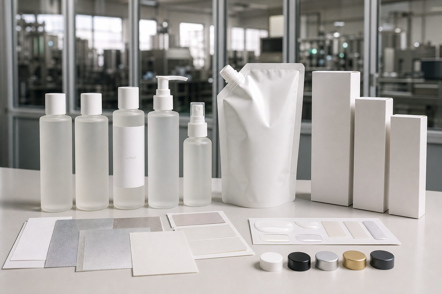 Blank bottle carton refill pouch label material and cap options for custom logo hydrating toner packaging