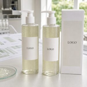 Private label tea tree fresh body wash pump bottles and carton sample with custom logo labels