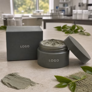 Private label mens green tea clay mask jar and carton for GUOCUI factory sample review