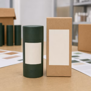 Private label men's sandalwood deodorant stick sample with blank custom logo packaging area