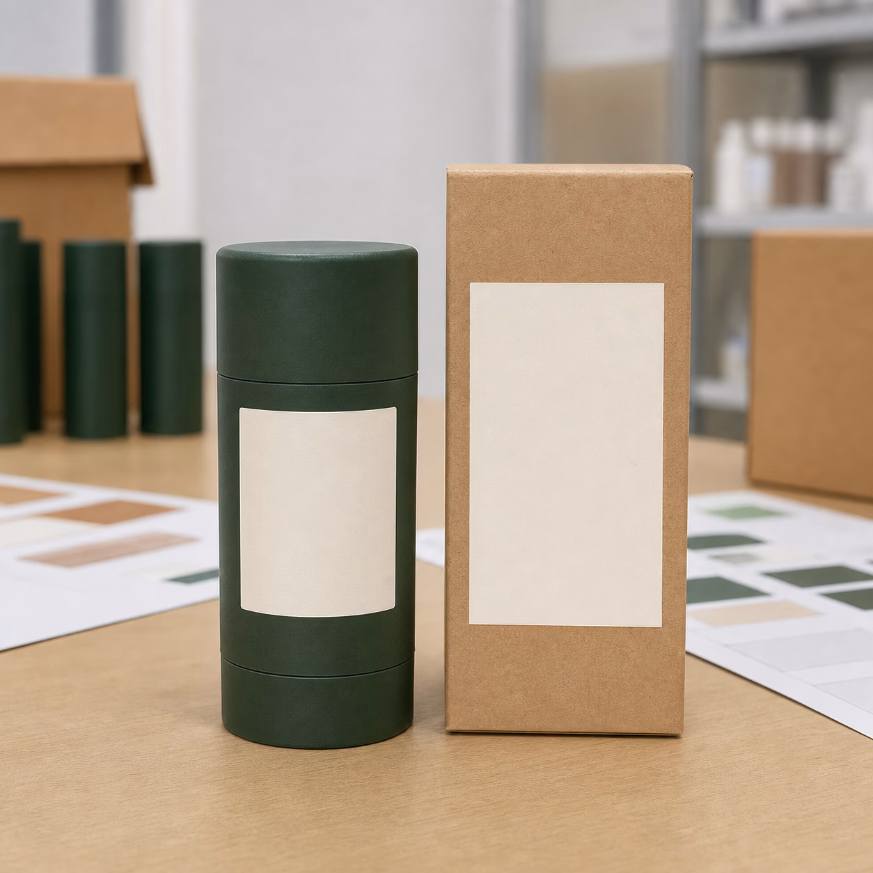 Private label men's sandalwood deodorant stick sample with blank custom logo packaging area