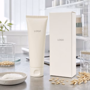 Private label oat gentle facial cleanser tube and carton sample for custom logo label review