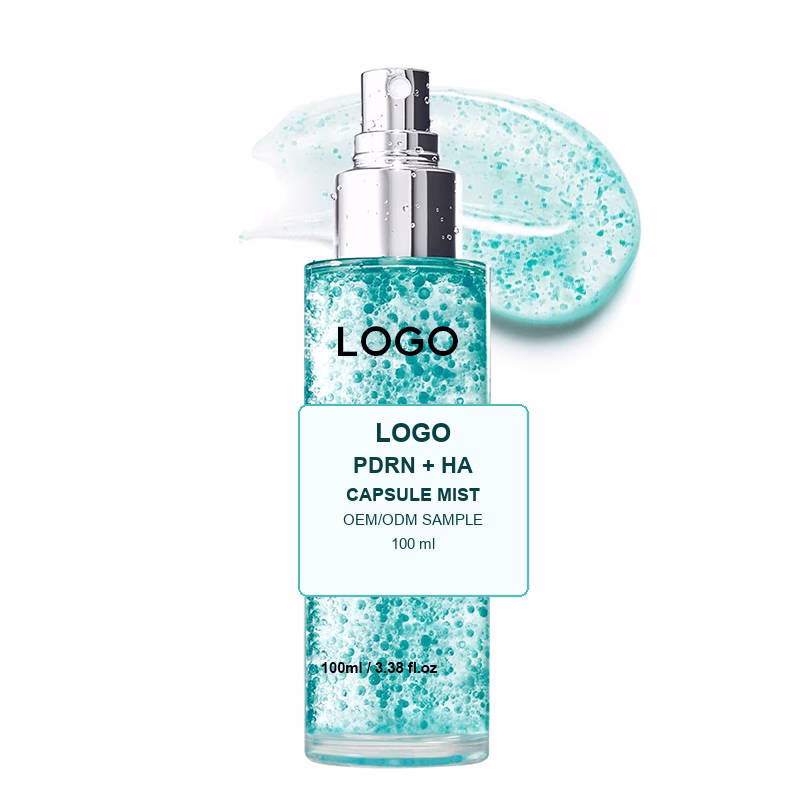 Private label PDRN-positioned hyaluronic capsule mist sample bottle for buyer label review