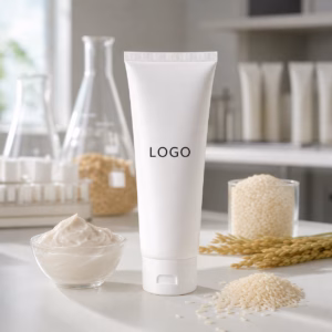 Private label rice ceramide collagen facial mask sachet and carton on GUOCUI sample table
