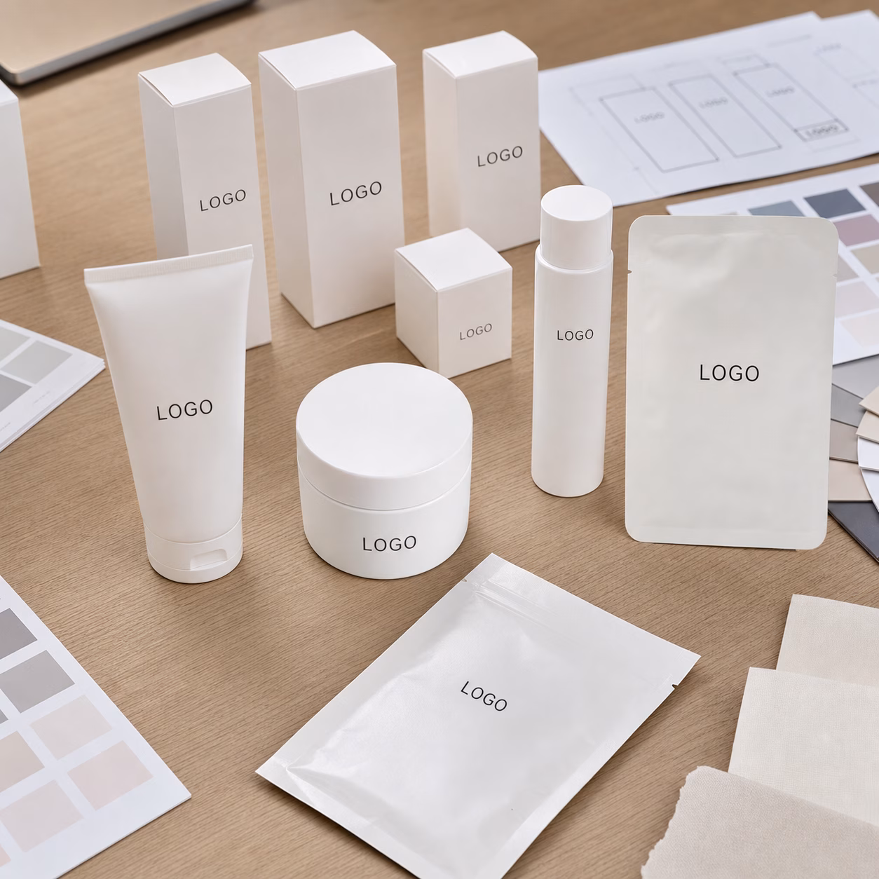 Private label rice ceramide collagen facial mask packaging options with sachet carton and custom logo label references
