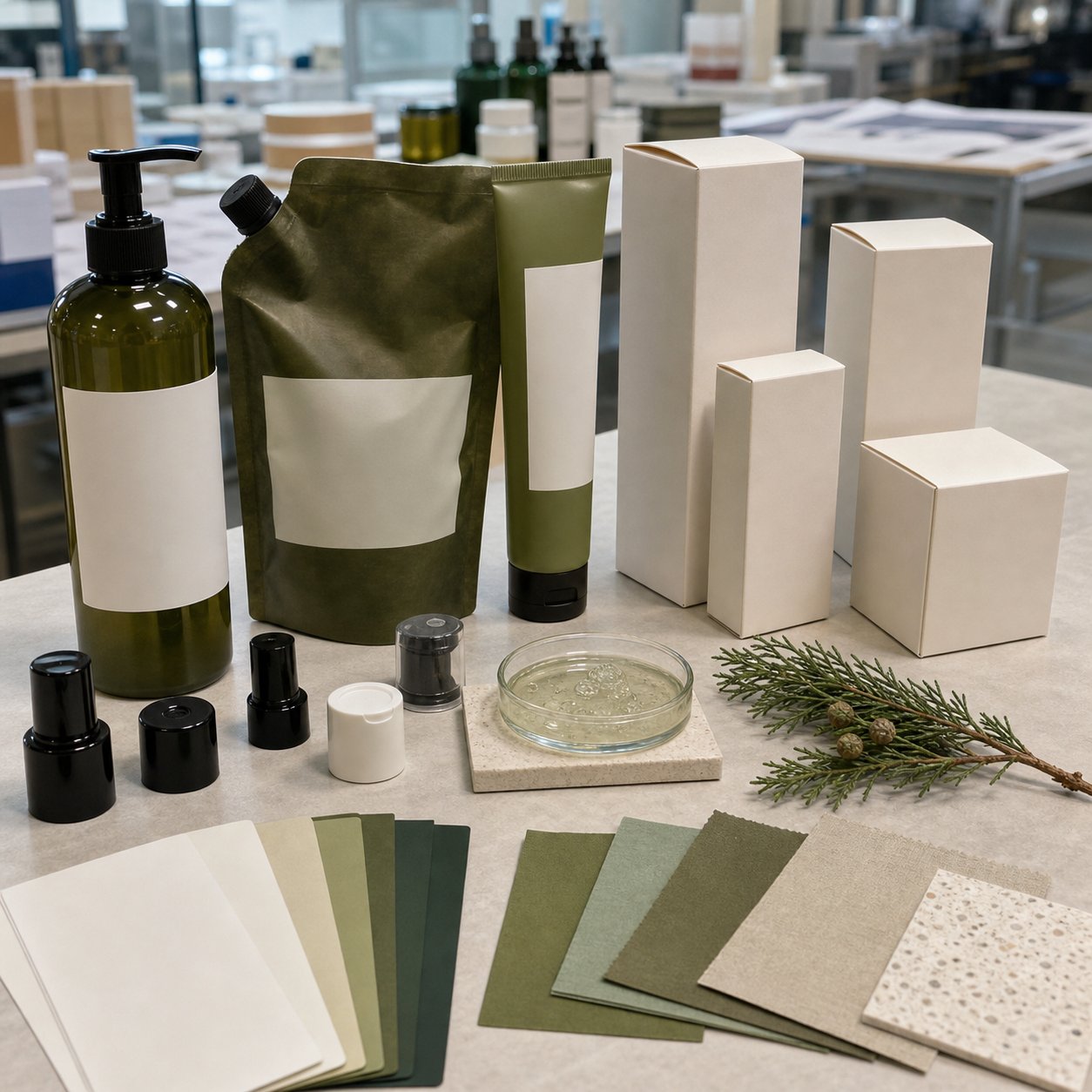 Private label cedar cypress body wash blank pump bottle refill pouch tube cartons caps swatches and gel texture dish