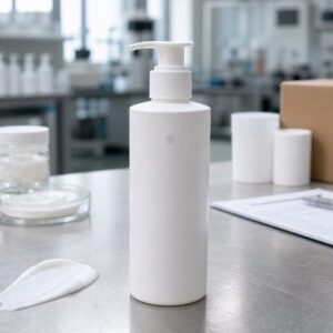 Daily moisturizing lotion private label blank pump bottle on GUOCUI factory sample table