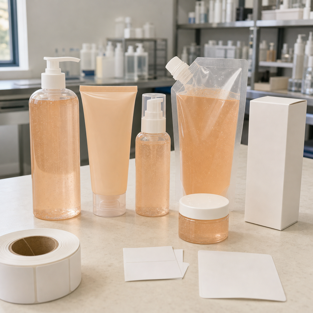 Blank pump tube travel bottle refill pouch jar carton and label options for jelly body cleanser OEM packaging
