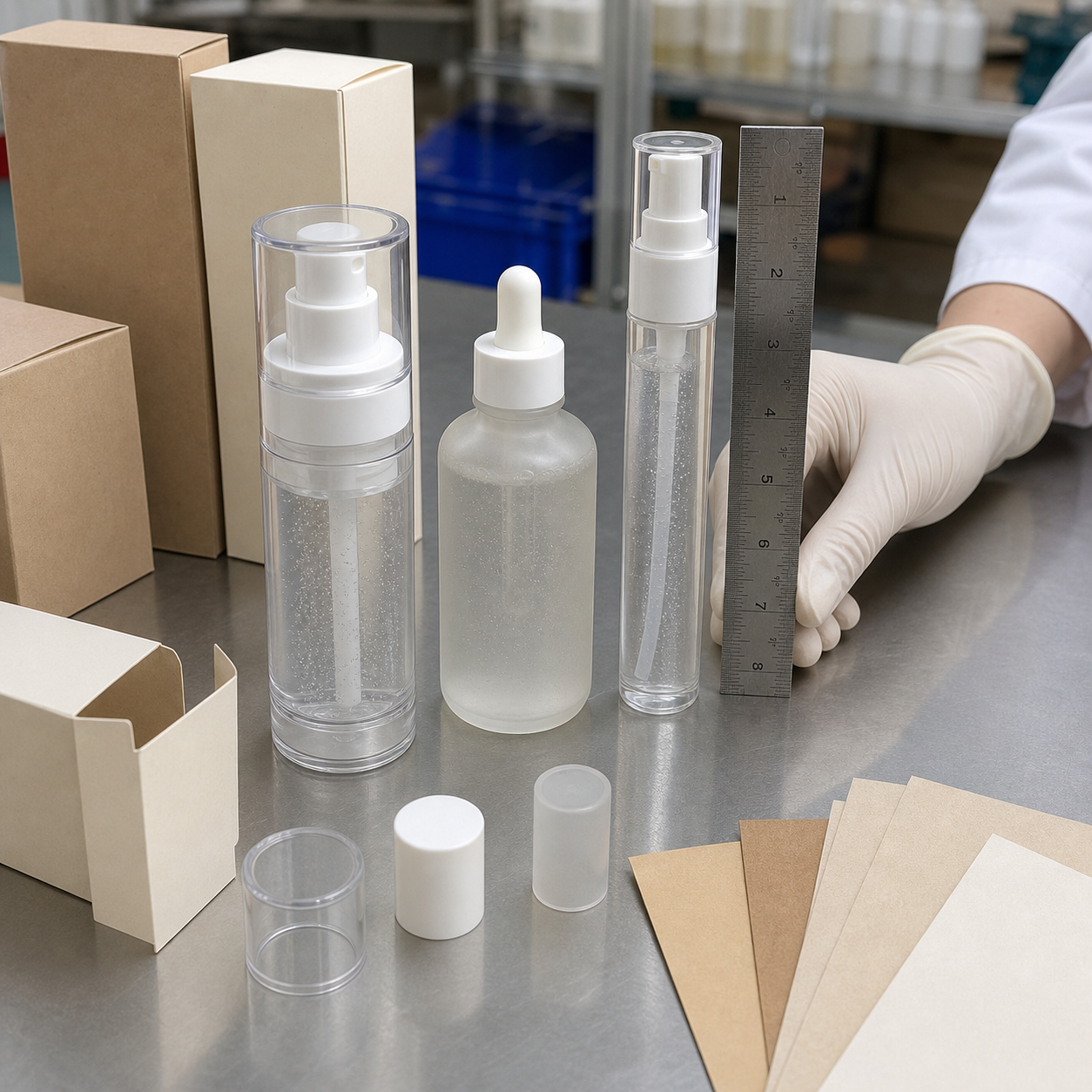 Airless pump dropper and treatment pump packaging samples for peptide bubble serum OEM selection