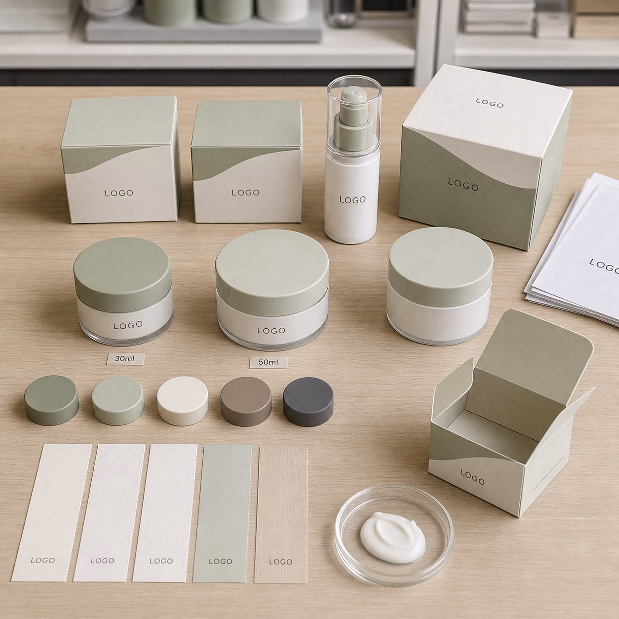 Jar pump carton label color and cream texture options for peptide collagen face cream OEM projects