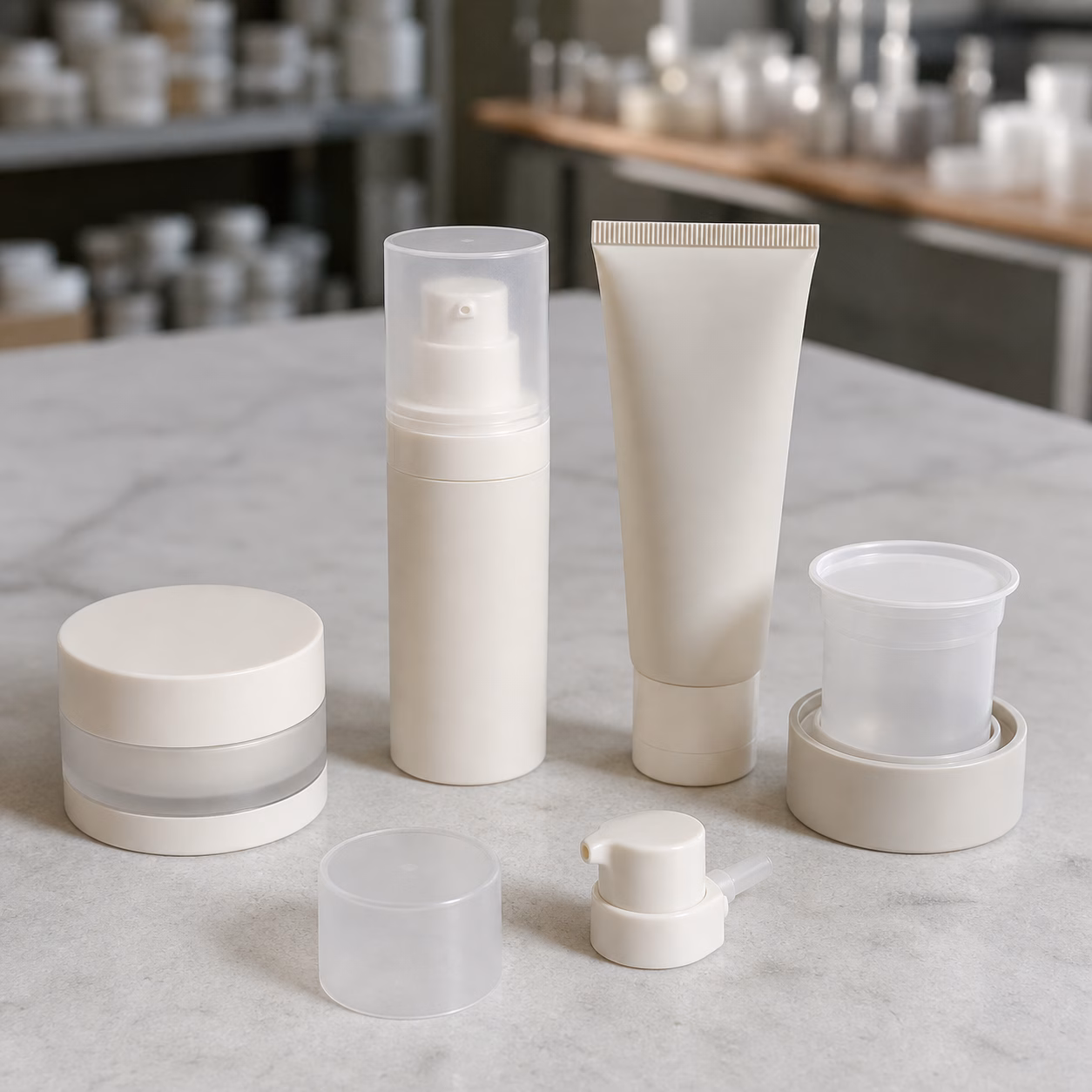 Airless jar pump tube and refill packaging options for a private label face cream