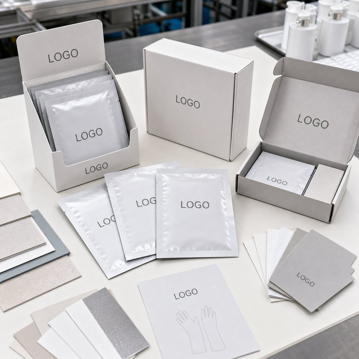Custom logo manicure hand mask sachet display carton and packaging options
