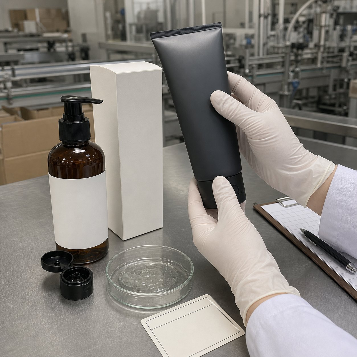 GUOCUI QC sample review for blank-label men 3-in-1 shower gel tube bottle carton and gel texture