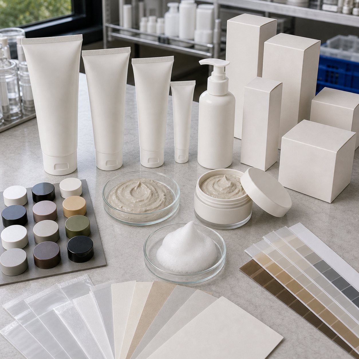 Blank tubes pump bottle jar carton cap color and label material options for rice clay foam cleanser mask OEM projects