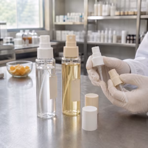 GUOCUI sample table comparing blank cylindrical body mist bottles and fine-mist pumps