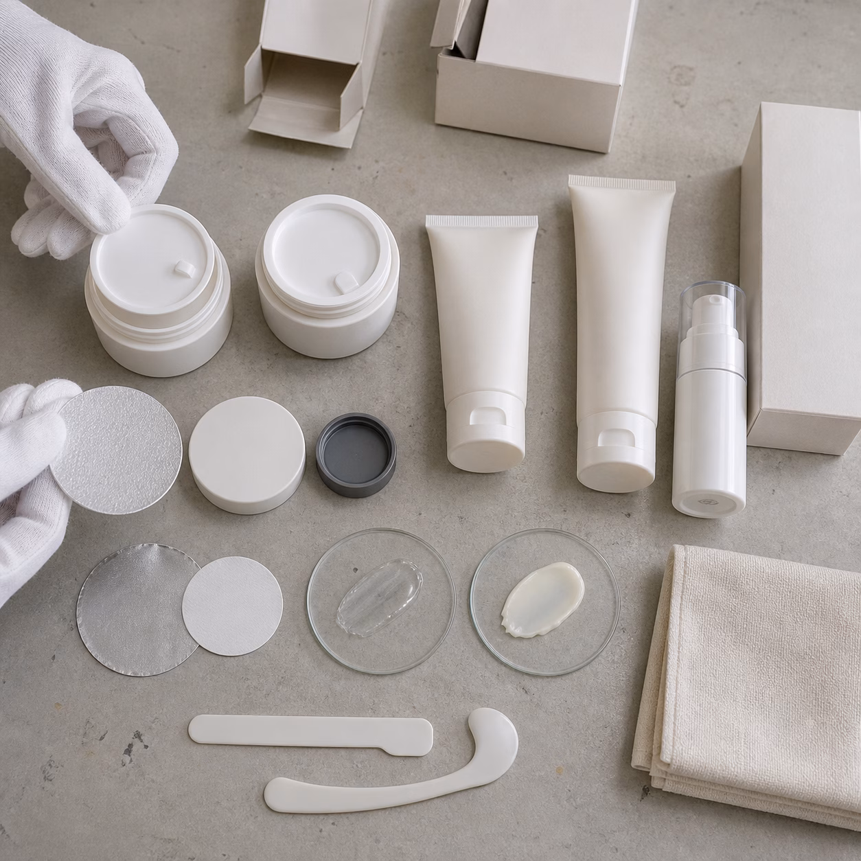Overnight film cream jar lids, tubes, airless pump, seal liners and texture dishes for packaging review