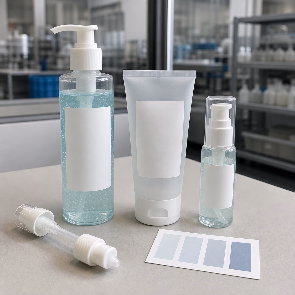 Unbranded pump bottle tube and travel pump options for a private label gel cleanser packaging review