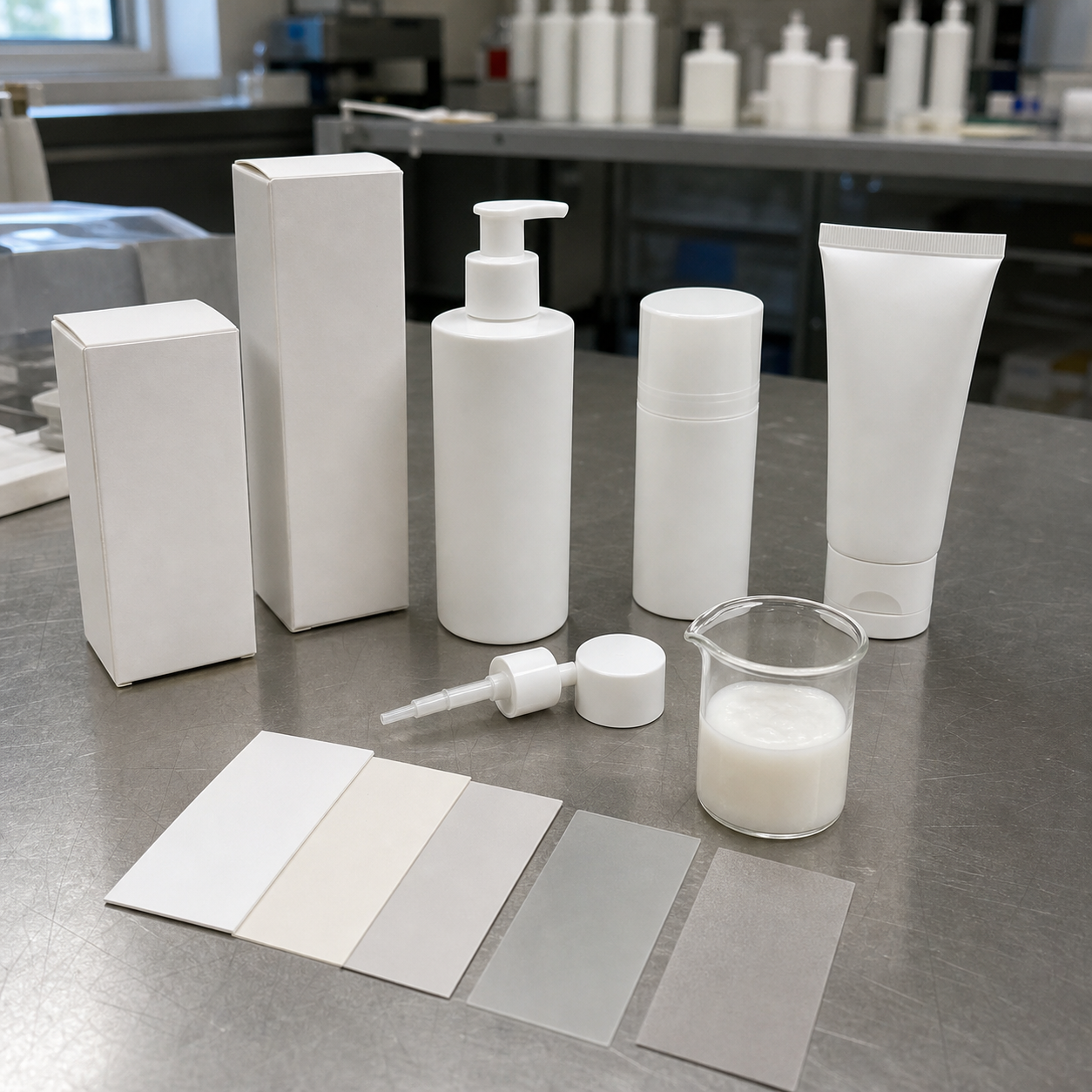 Pump bottle tube and blank carton options for a custom post-shower body serum packaging review