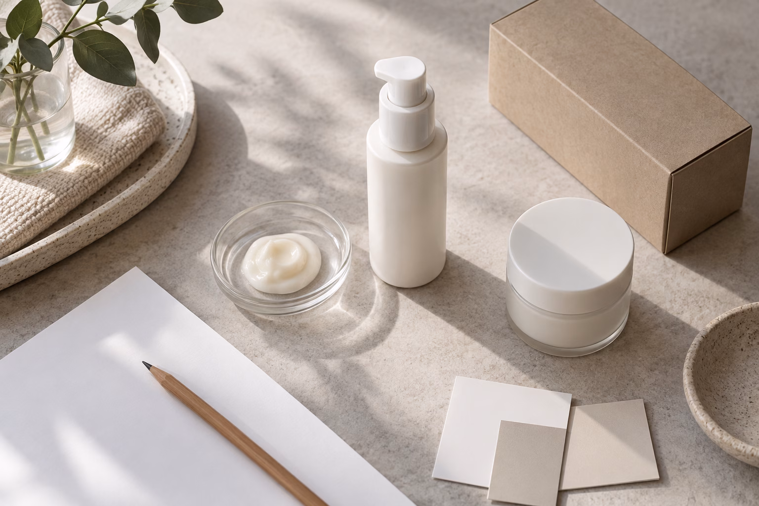 AI development illustration of a hypothetical cream-serum buyer brief and blank sample records