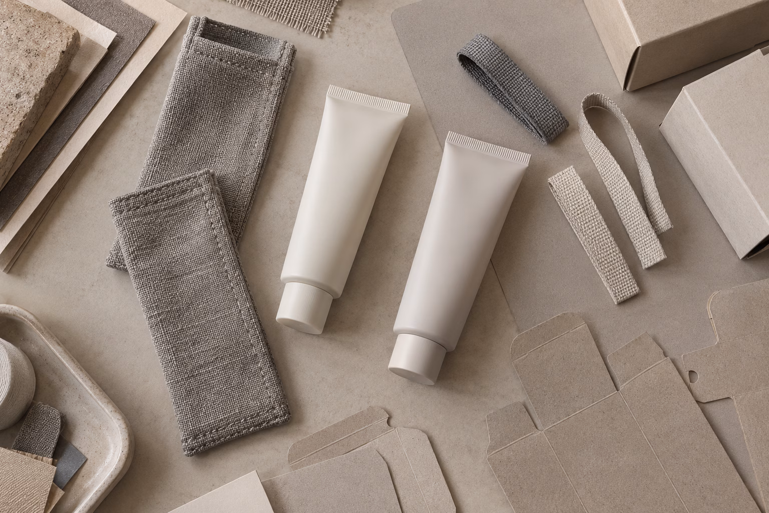 AI development illustration of tube and separate carry sleeve packaging options